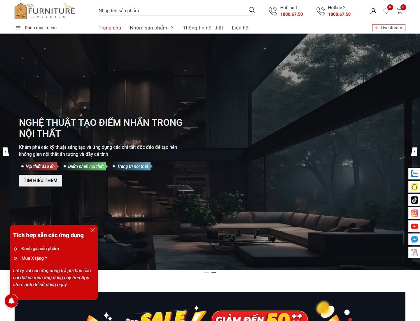 Mẫu website F1GENZ Smart Furniture – Nội thất thông minh - Giao diện ngành Nội thất