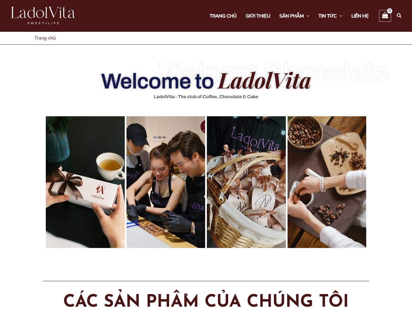 Mẫu website LadolVita – Sô cô la và workshop - Giao diện ngành Thực phẩm sạch, Quà tặng