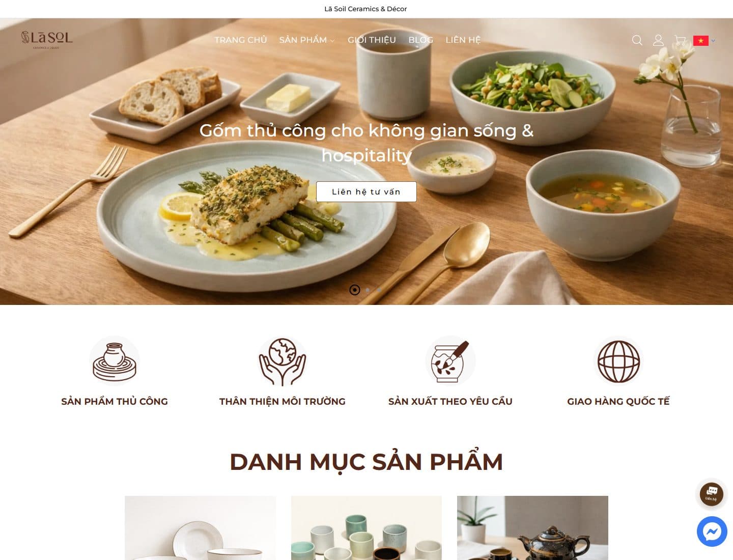 Mẫu website La Soil – Gốm thủ công Bát Tràng - Giao diện ngành Gia dụng, Quà tặng