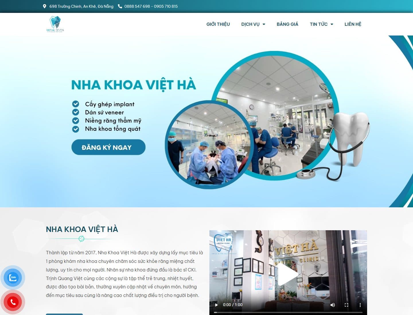 Mẫu website Việt Hà Dental – Phòng khám nha khoa - Giao diện ngành Y tế