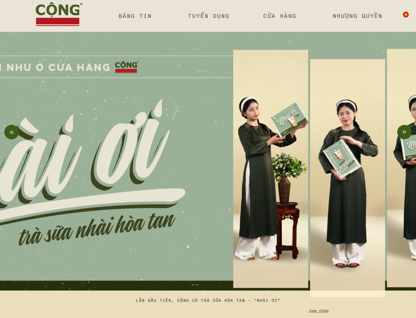 Mẫu website Cộng Cà Phê - Giao diện ngành Nhà hàng