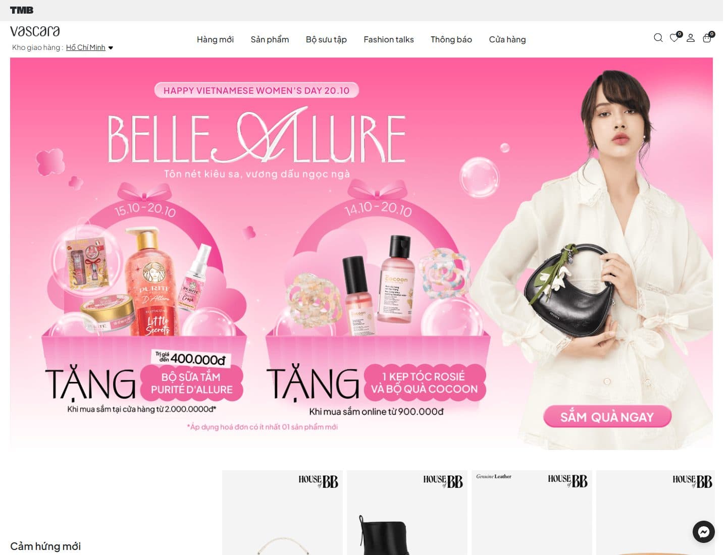 Mẫu website VASCARA - Giao diện ngành Thời trang