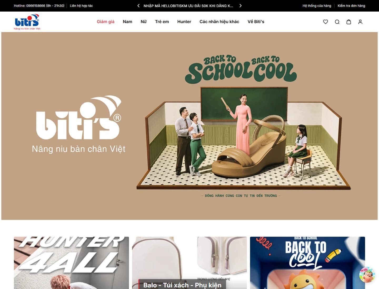 Mẫu website Biti’s - Giao diện ngành Thời trang