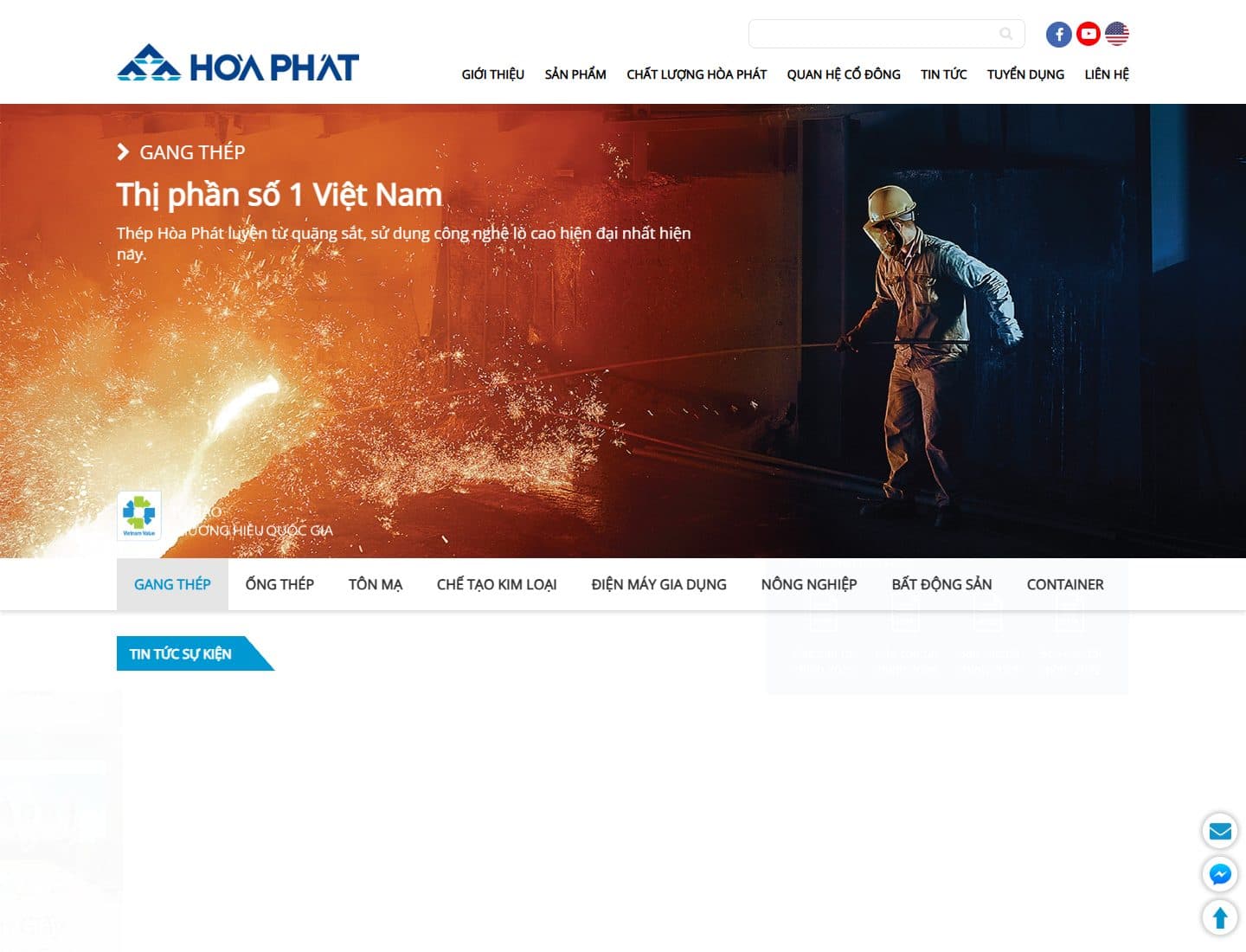 Mẫu website Hòa Phát - Giao diện ngành Công ty