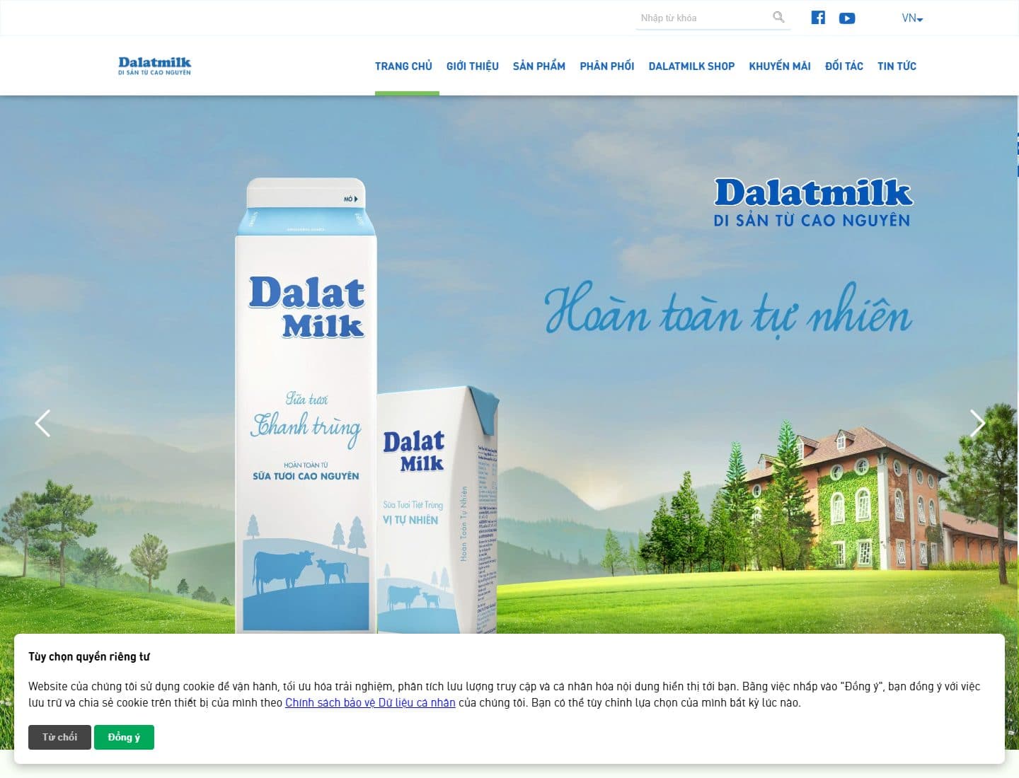 Mẫu website Dalatmilk - Giao diện ngành Thực phẩm sạch