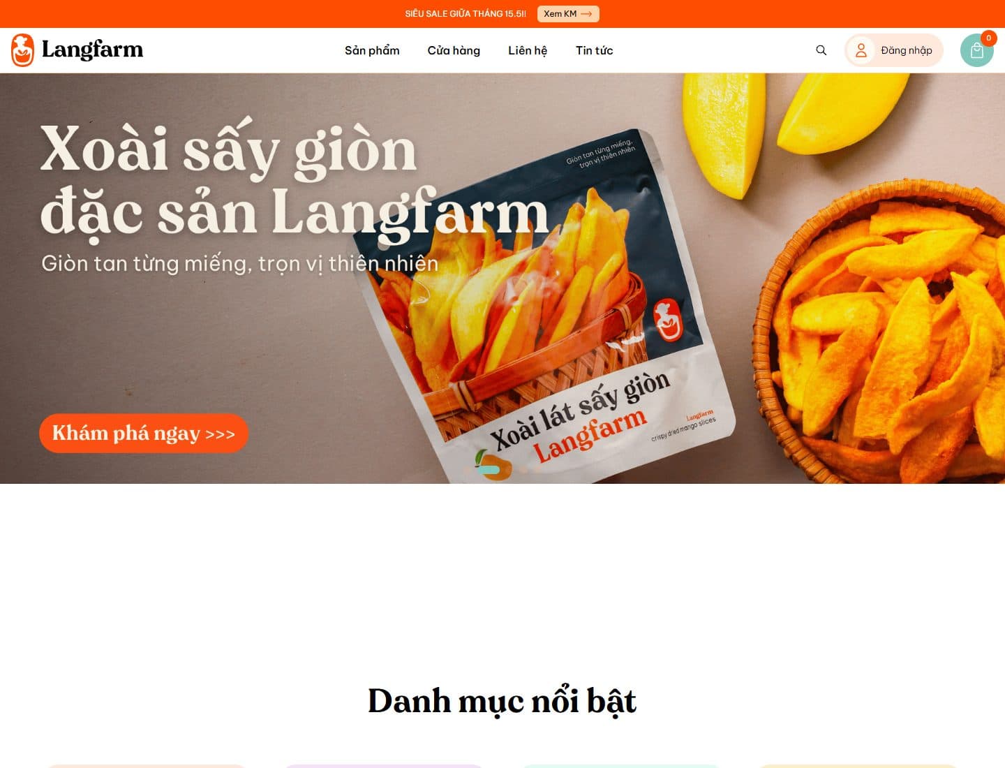 Mẫu website L’angfarm - Giao diện ngành Nông sản