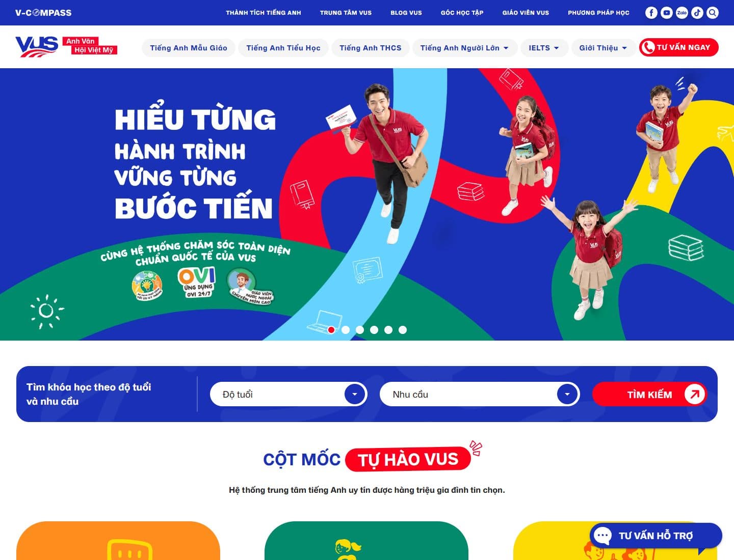Mẫu website VUS - Giao diện ngành Giáo dục