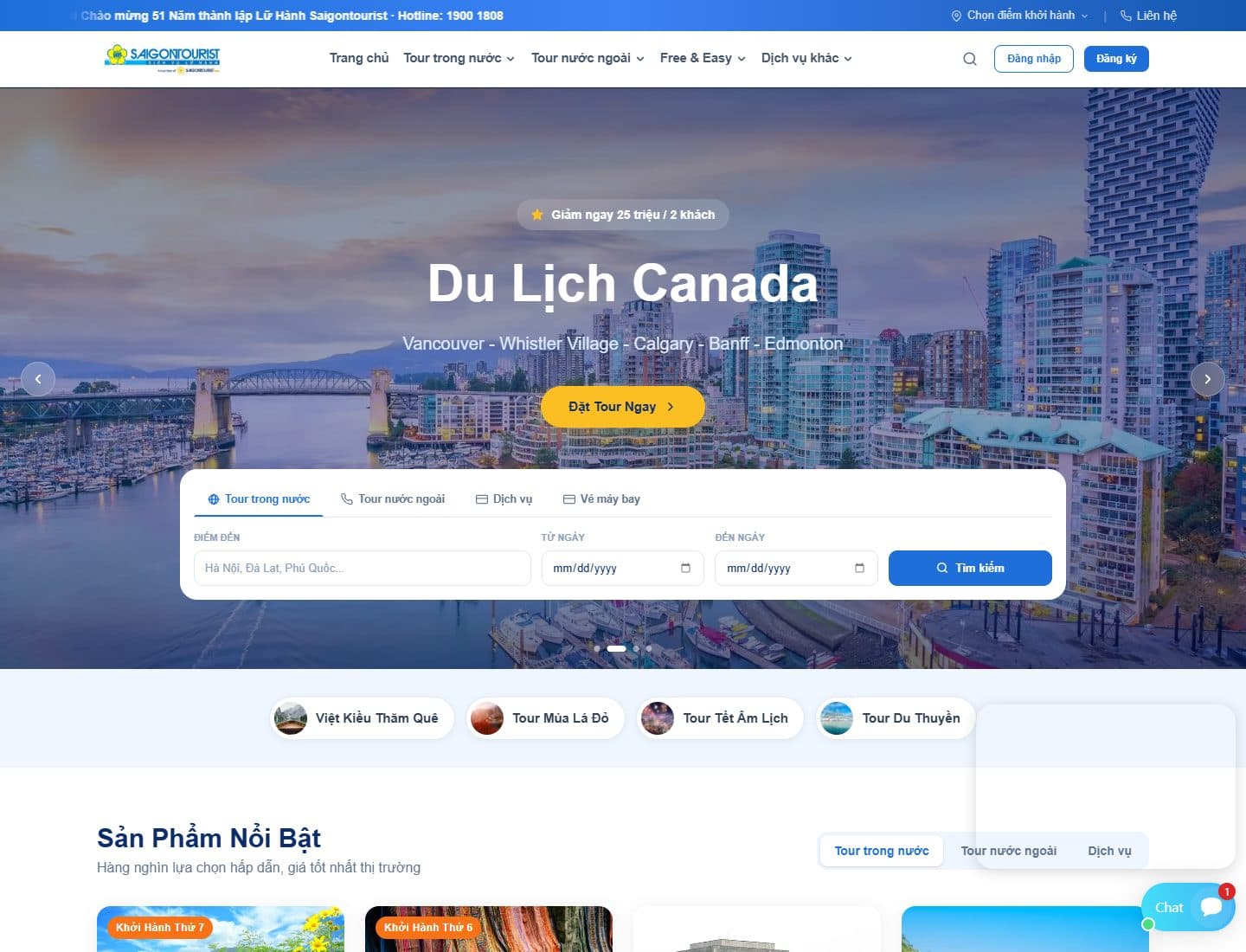 Mẫu website Saigontourist - Giao diện ngành Du lịch