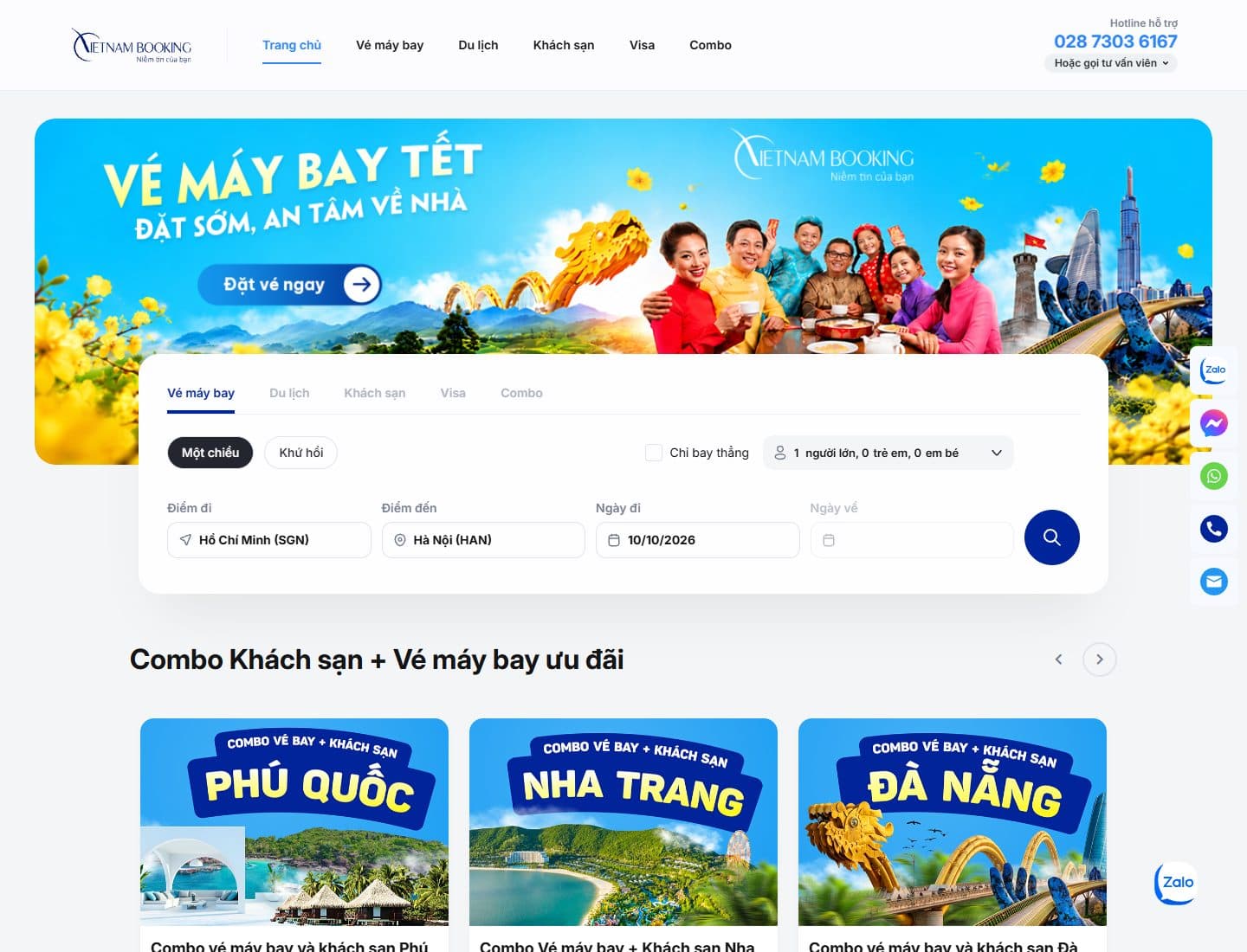 Mẫu website Vietnam Booking - Giao diện ngành Du lịch