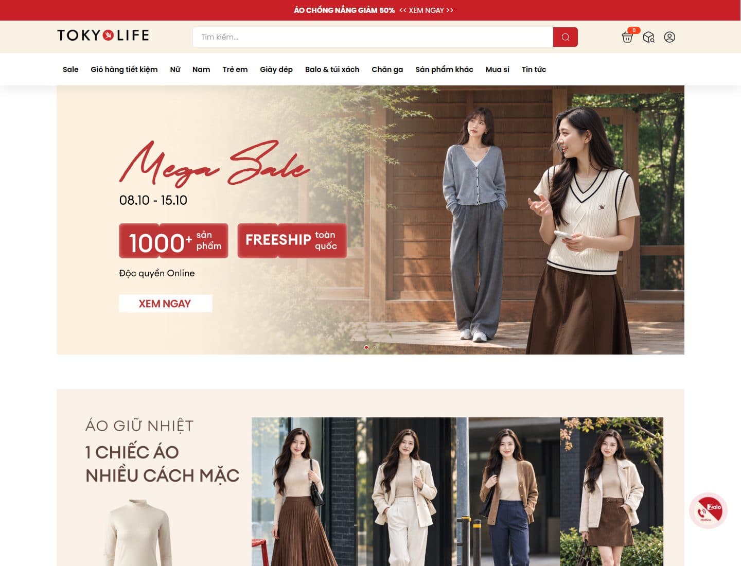 Mẫu website TokyoLife - Giao diện ngành Thời trang