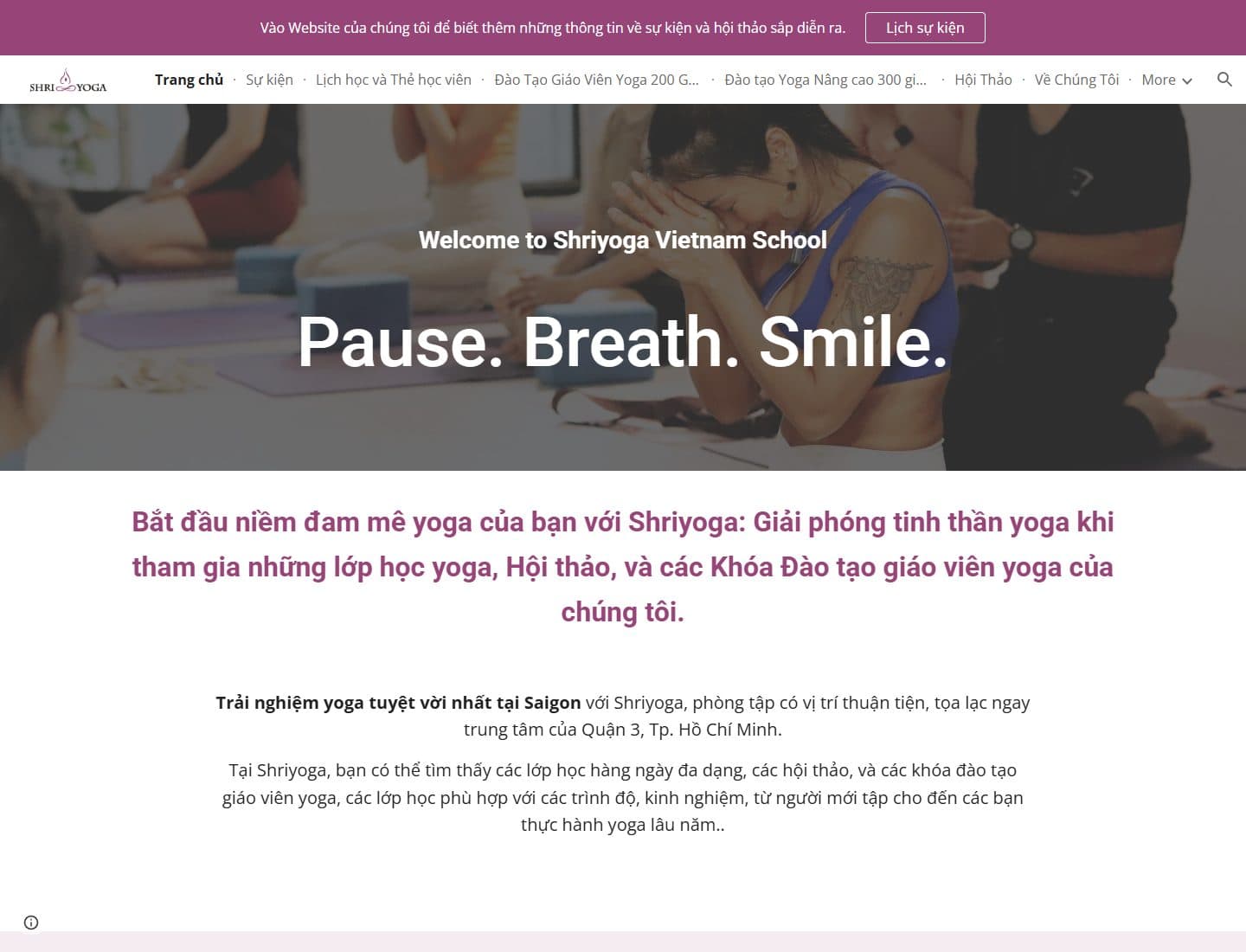 Mẫu website Shriyoga – Phòng tập yoga - Giao diện ngành Sức khỏe & Thể thao