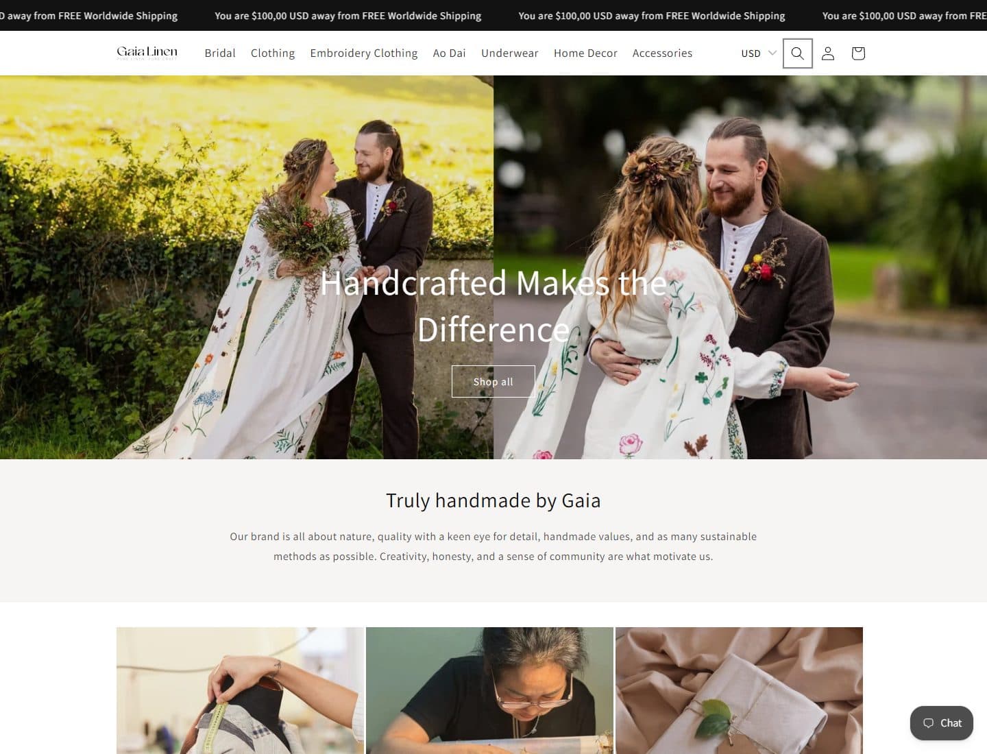 Mẫu website MadebyGaia – Thời trang thủ công - Giao diện ngành Thời trang