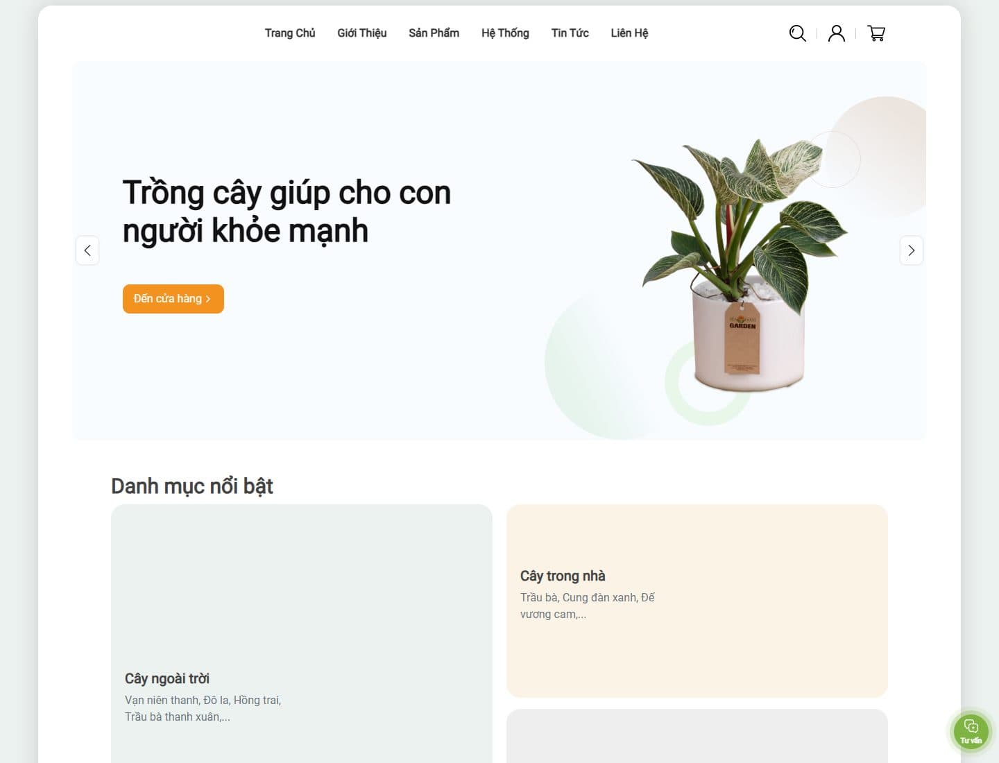 Mẫu website SeaFarm Garden – Cây cảnh - Giao diện ngành Cây cảnh