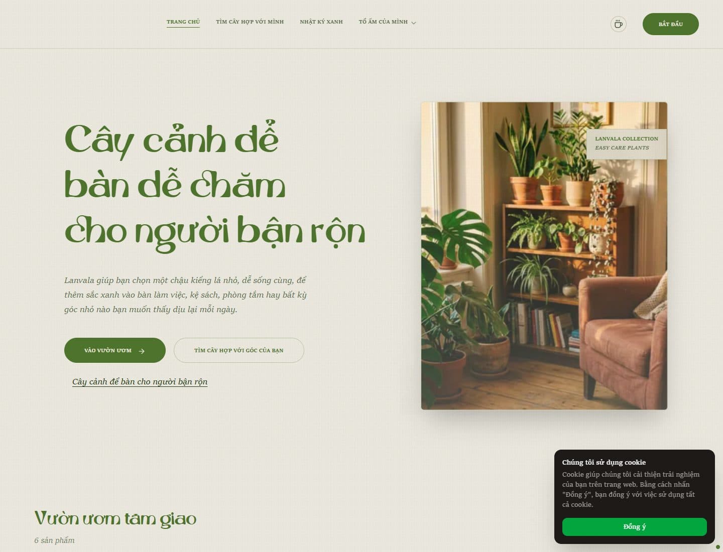 Mẫu website Lanvala – Cây cảnh để bàn - Giao diện ngành Cây cảnh