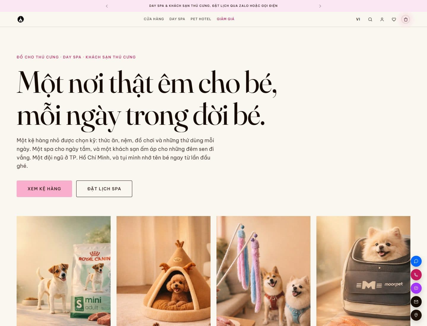 Mẫu website FLUFFY – Cửa hàng và spa thú cưng - Giao diện ngành Thú cưng
