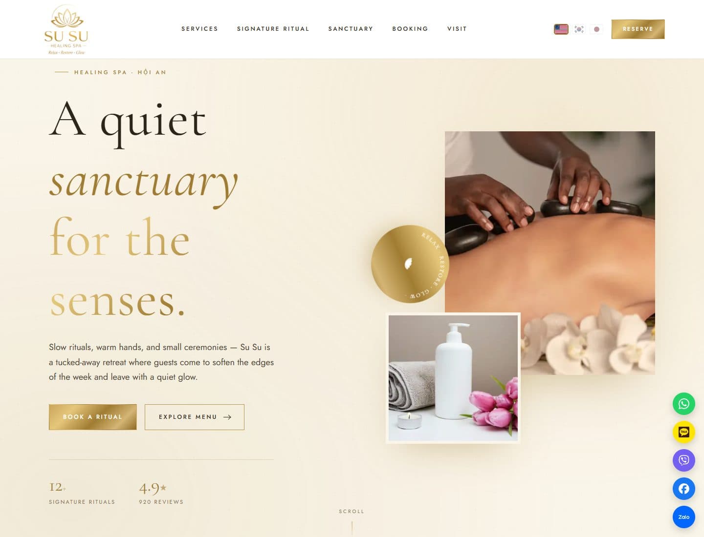 Mẫu website Su Su Healing Spa – Spa Hội An - Giao diện ngành Spa & Làm đẹp