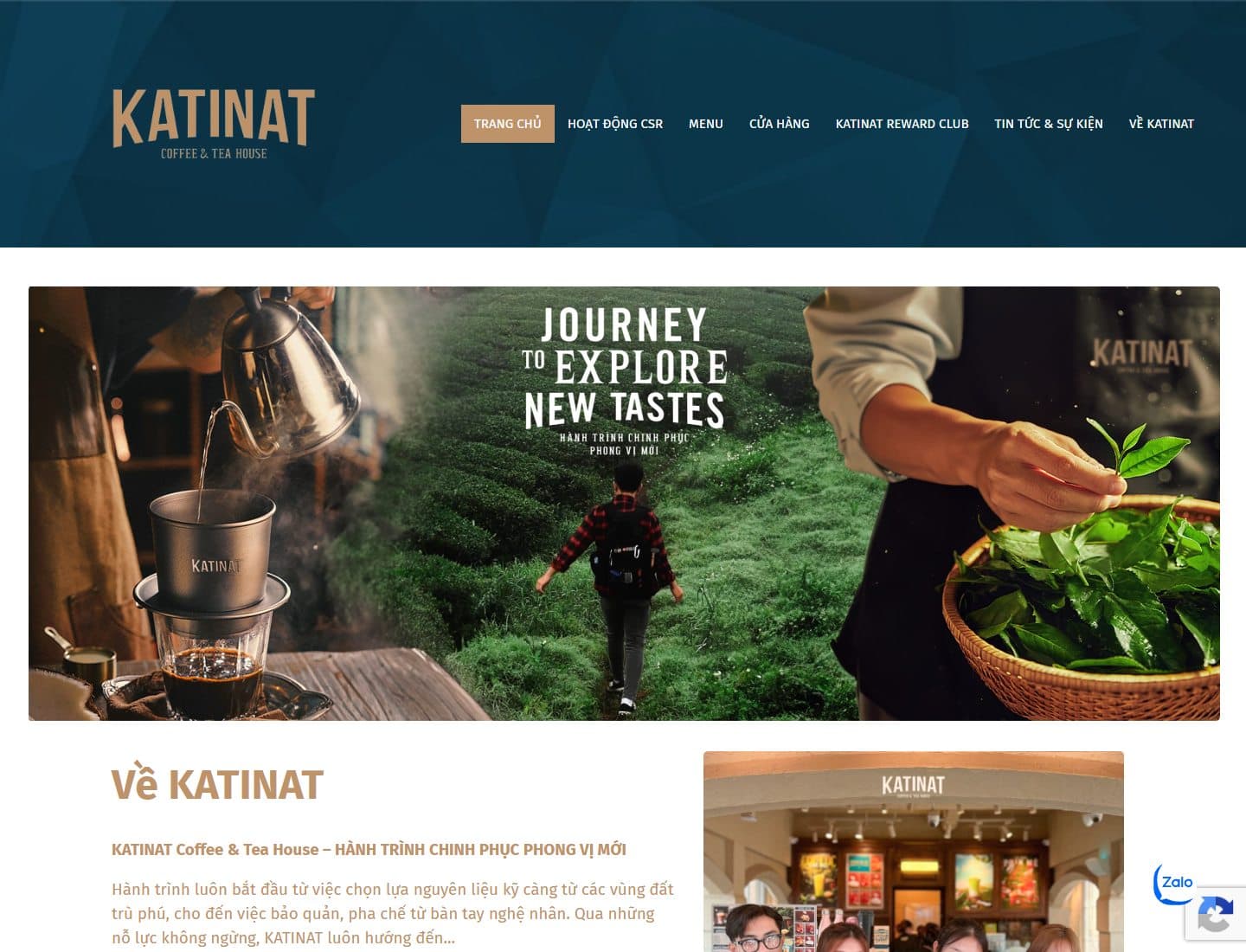 Mẫu website Katinat – Cà phê và trà - Giao diện ngành Nhà hàng