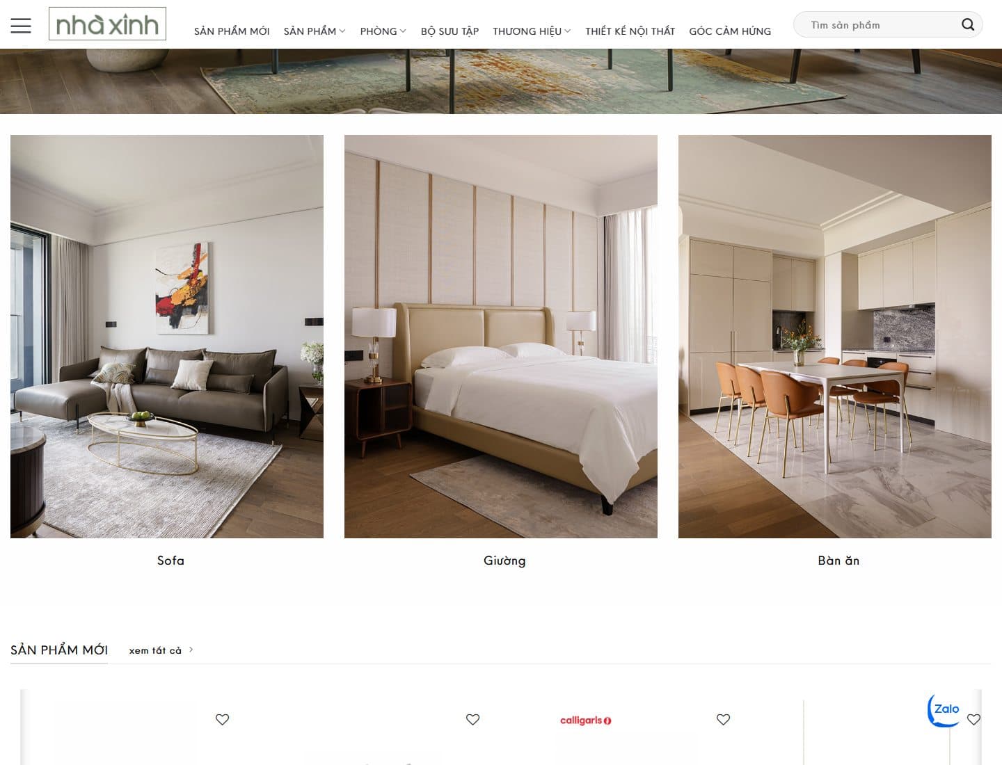 Mẫu website Nhà Xinh – Nội thất cao cấp - Giao diện ngành Nội thất