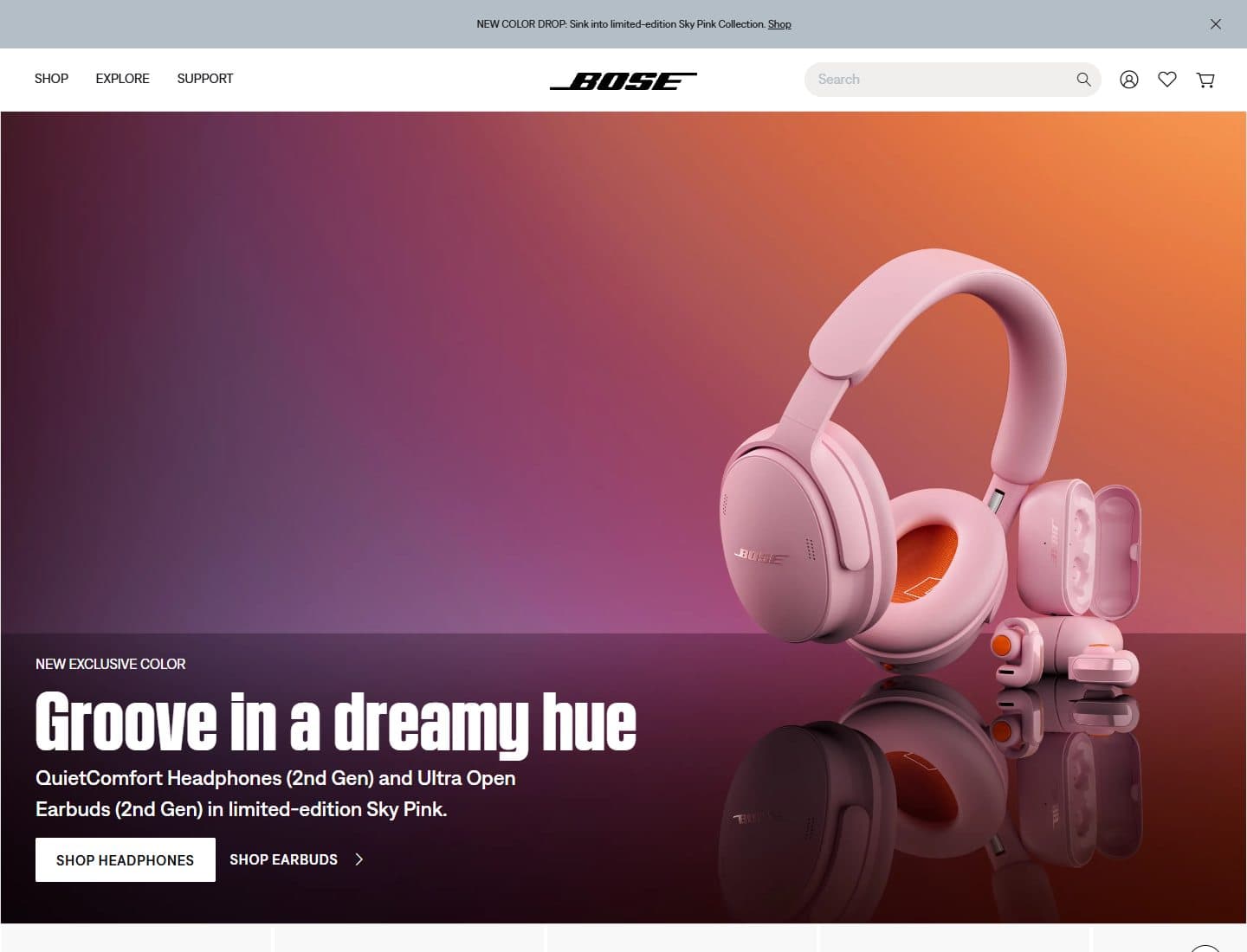 Mẫu website Bose – Thiết bị âm thanh - Giao diện ngành Công nghệ