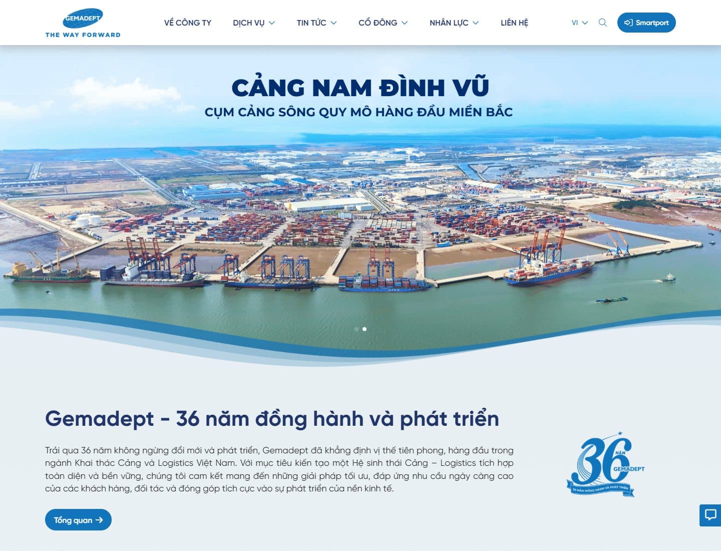 Mẫu website Gemadept – Cảng và logistics - Giao diện ngành Vận tải & Logistics