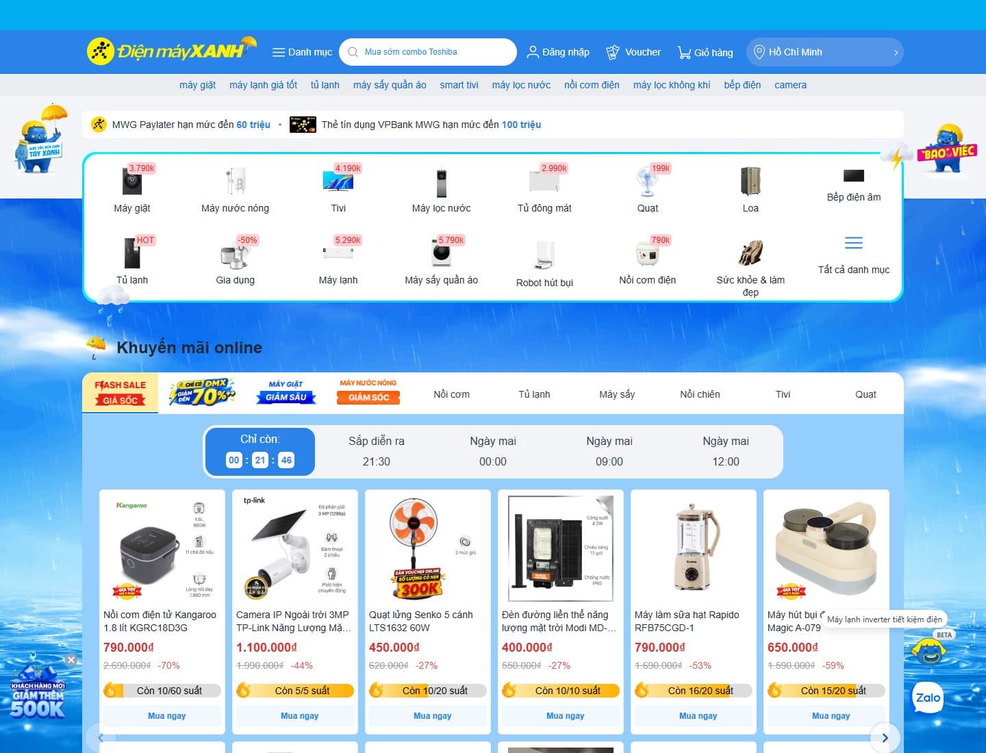 Mẫu website Điện Máy Xanh – Điện máy gia dụng - Giao diện ngành Gia dụng