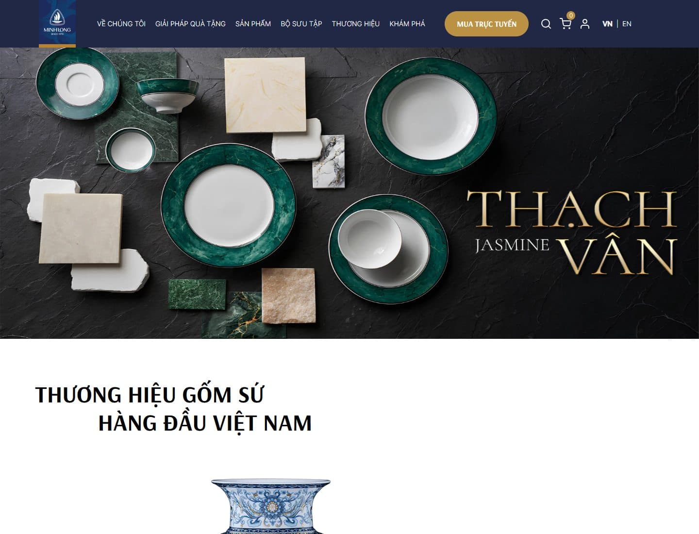 Mẫu website Minh Long – Gốm sứ và quà tặng - Giao diện ngành Quà tặng