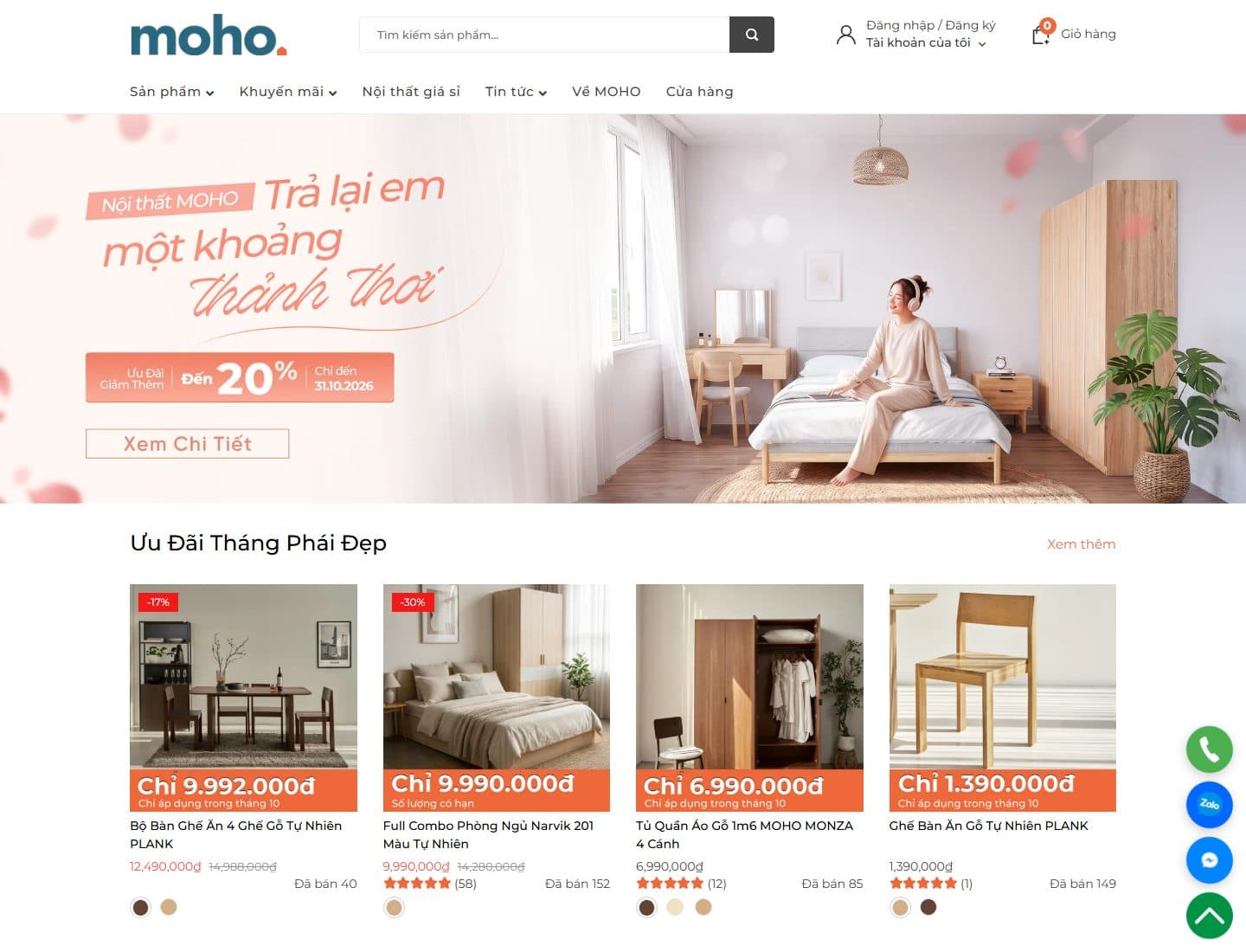 Mẫu website MOHO – Nội thất - Giao diện ngành Nội thất