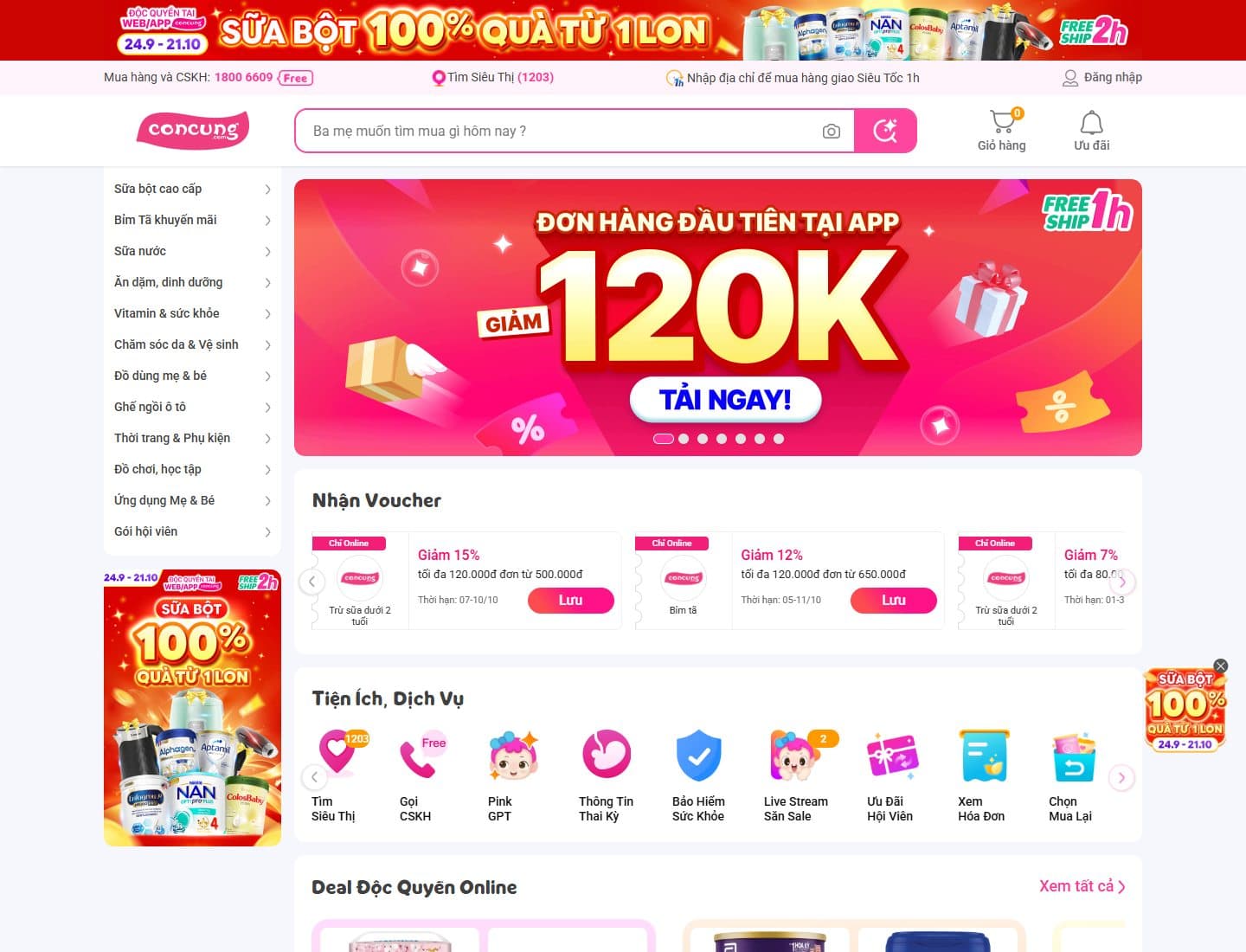 Mẫu website Con Cưng – Mẹ và bé - Giao diện ngành Mẹ & Bé