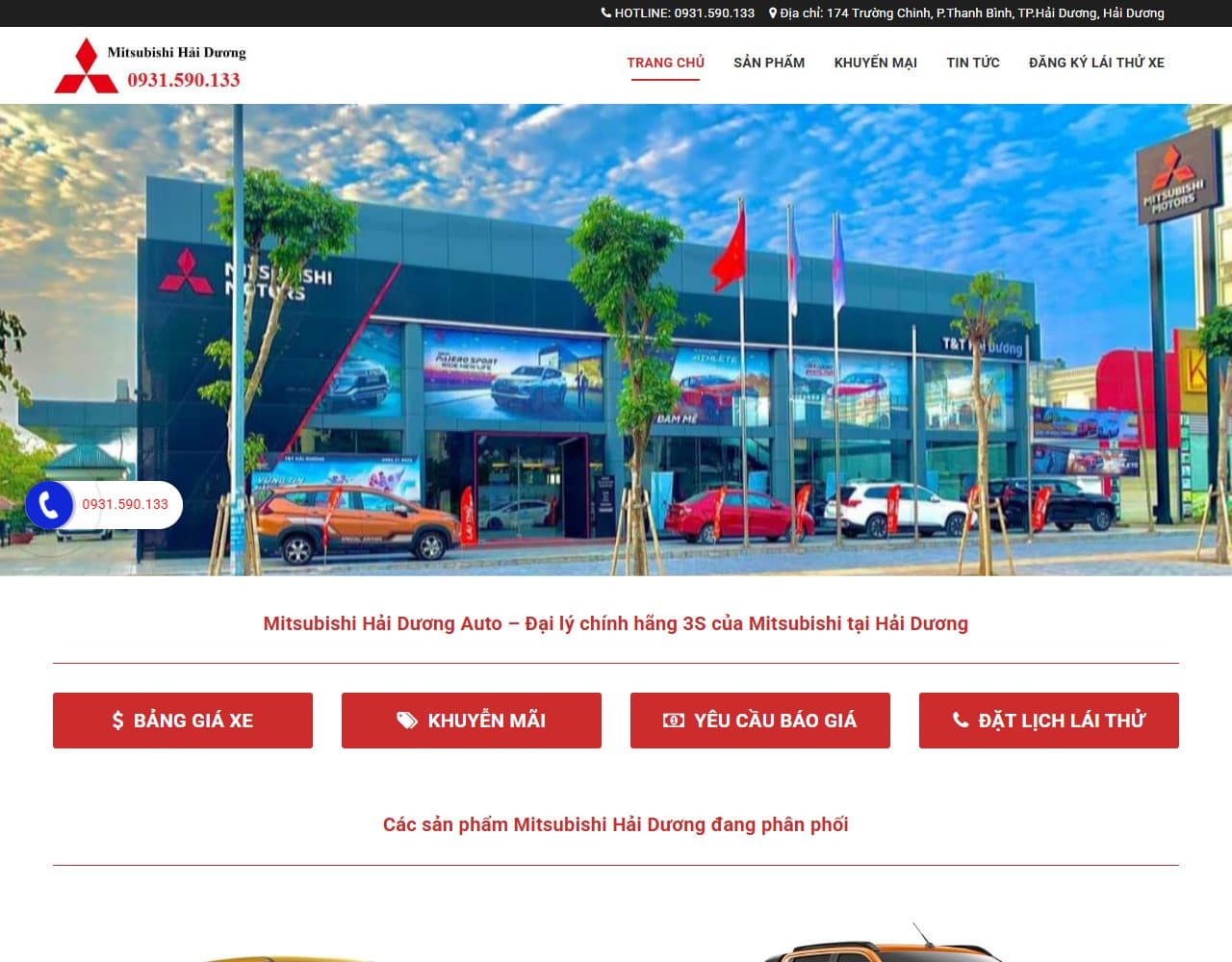 Mẫu website Mitsubishi - Giao diện ngành Ô tô