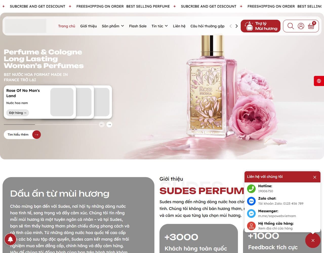 Mẫu website Sudes Perfume – Nước hoa - Giao diện ngành Mỹ phẩm