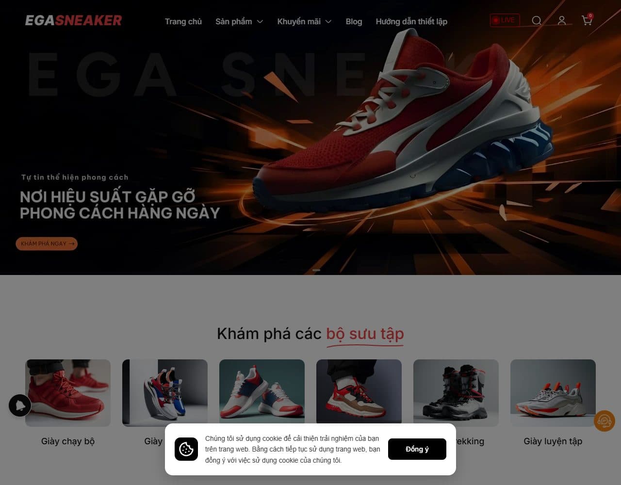 Mẫu website EGA Sneaker – Giày thể thao - Giao diện ngành Thời trang