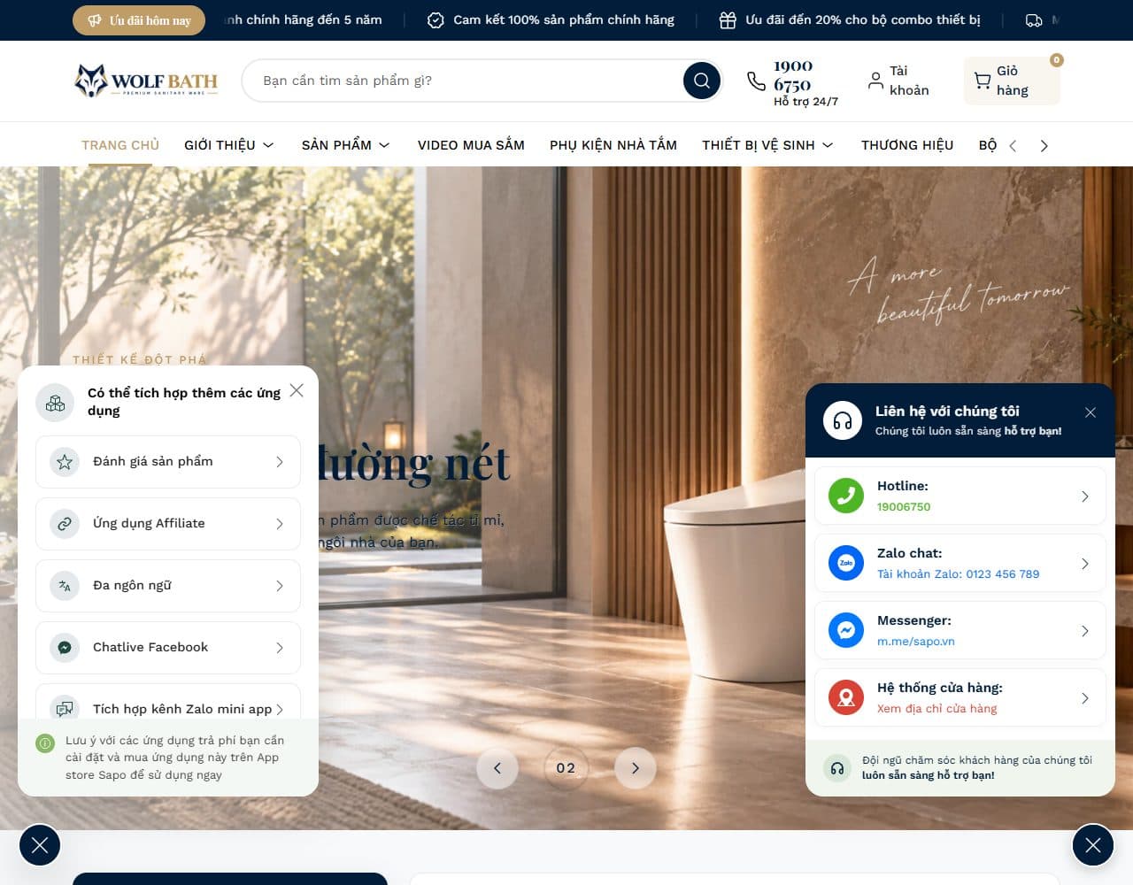 Mẫu website Wolf Bath – Thiết bị phòng tắm - Giao diện ngành Nội thất