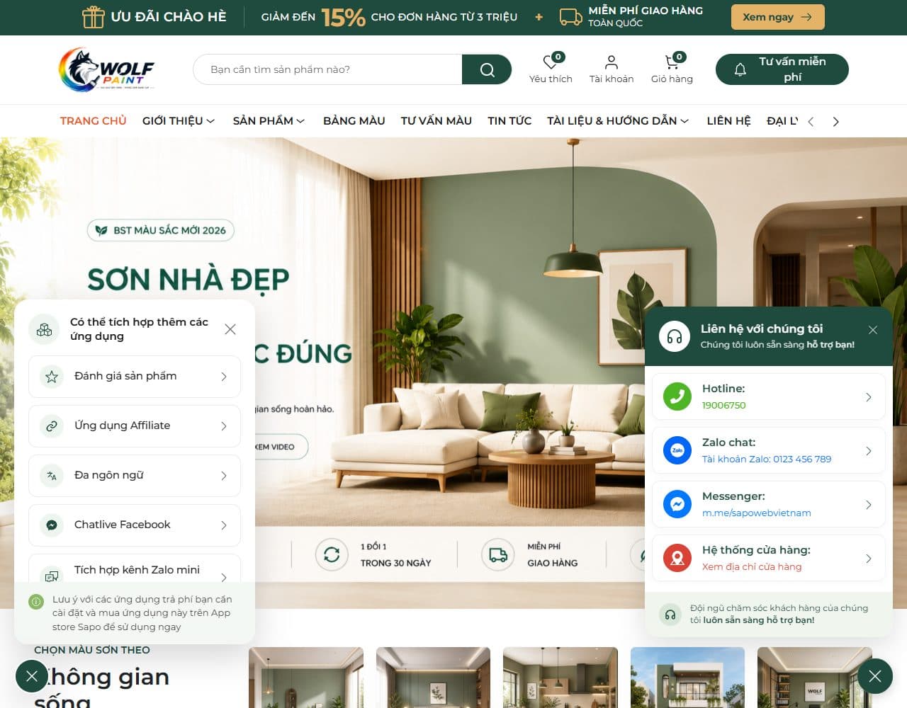 Mẫu website Wolf Paint – Sơn trang trí - Giao diện ngành Xây dựng