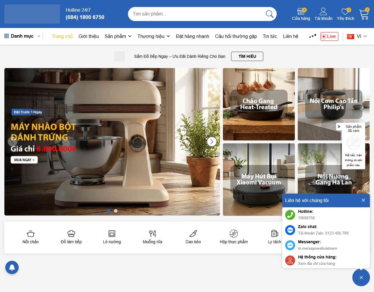 Mẫu website Bean Cook – Đồ dùng nhà bếp - Giao diện ngành Gia dụng