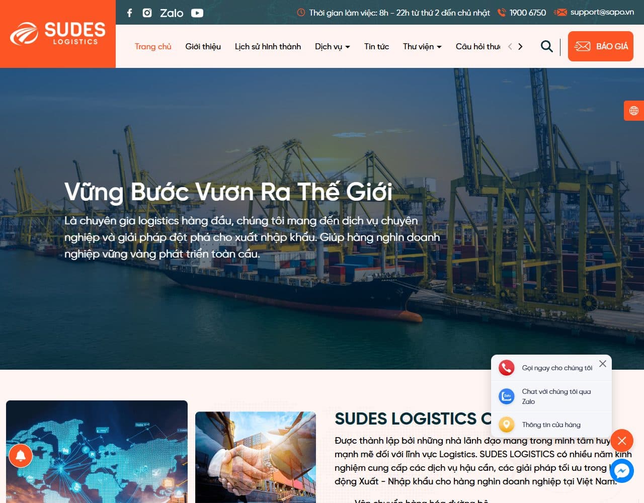 Mẫu website Sudes Logistics – Giao nhận vận tải - Giao diện ngành Vận tải & Logistics