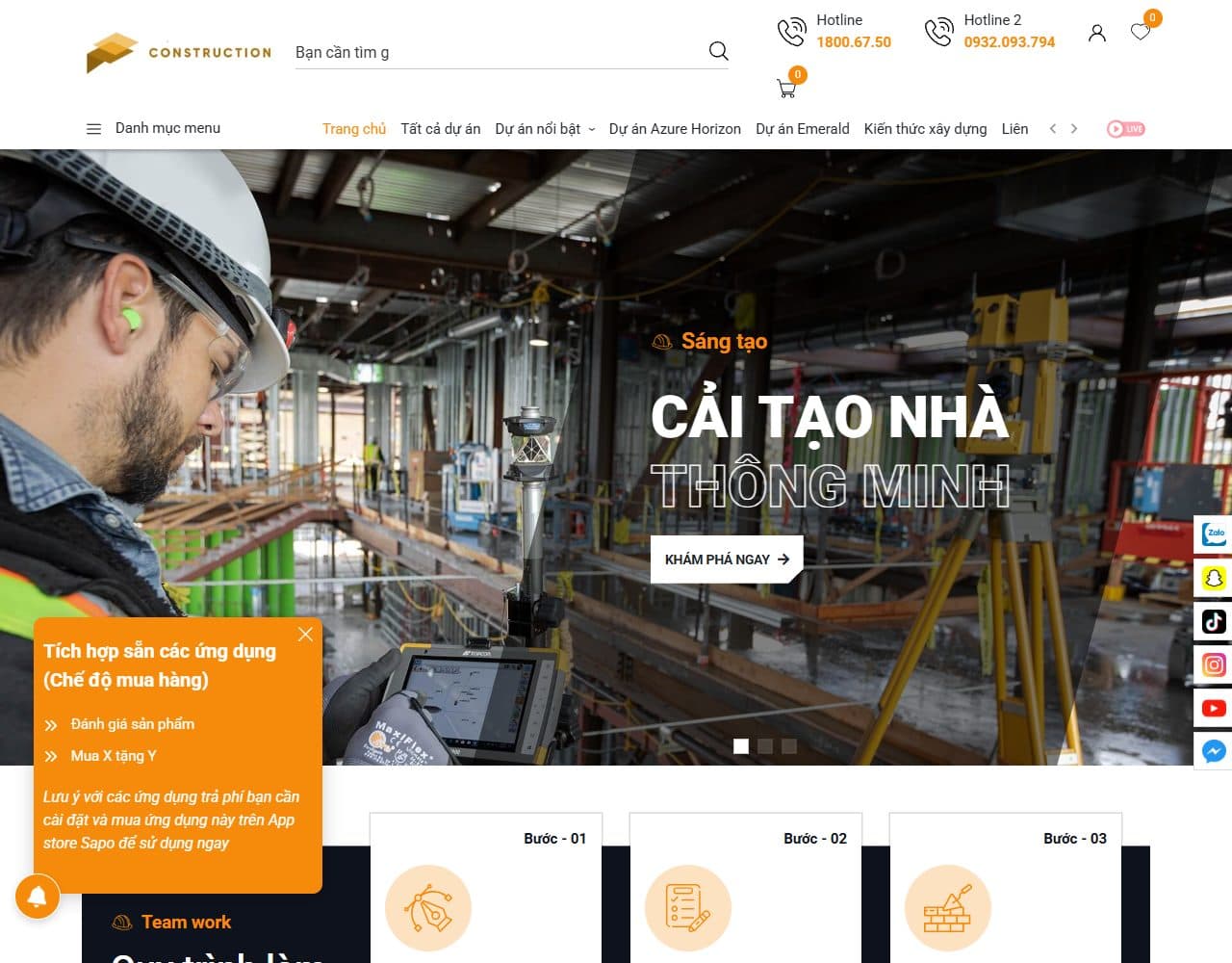 Mẫu website F1GENZ Construction – Thi công xây dựng - Giao diện ngành Xây dựng