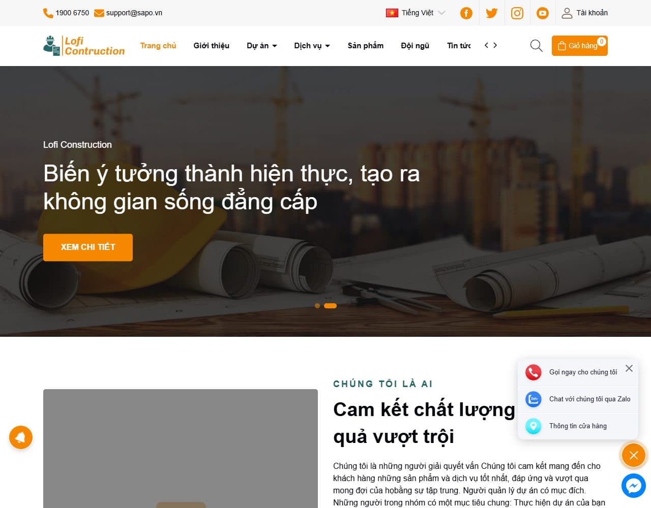 Mẫu website Lofi Construction – Xây dựng và cải tạo - Giao diện ngành Xây dựng