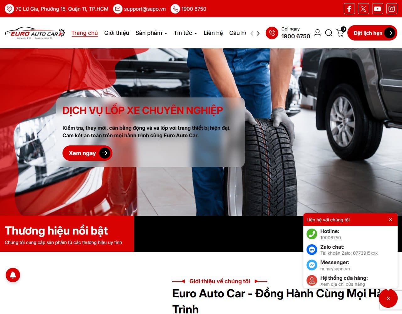 Mẫu website Euro Auto Car – Phụ kiện ô tô - Giao diện ngành Ô tô