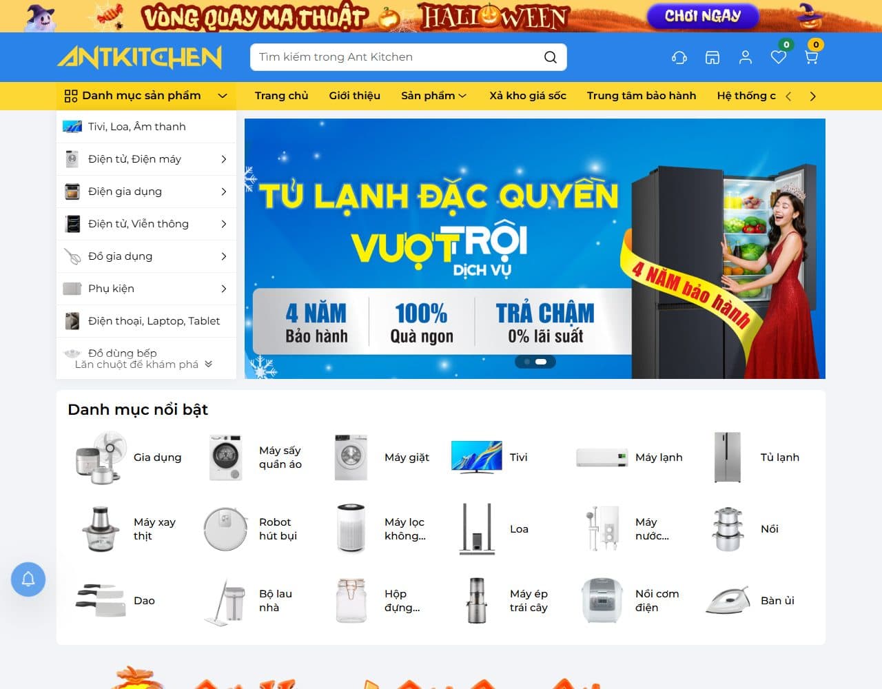 Mẫu website Ant Kitchen – Điện máy gia dụng - Giao diện ngành Gia dụng