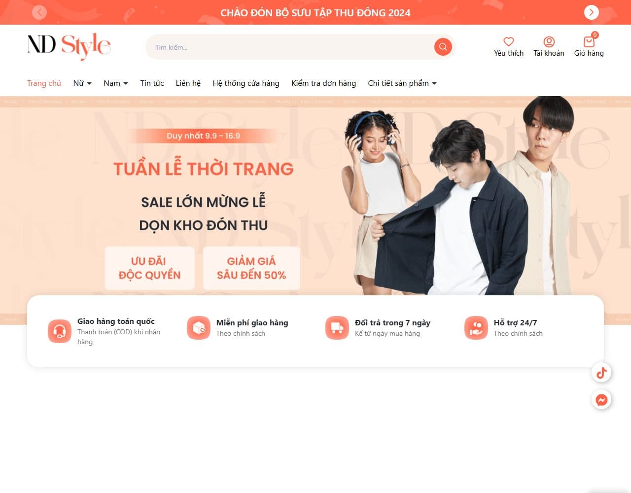 Mẫu website ND Style – Thời trang - Giao diện ngành Thời trang