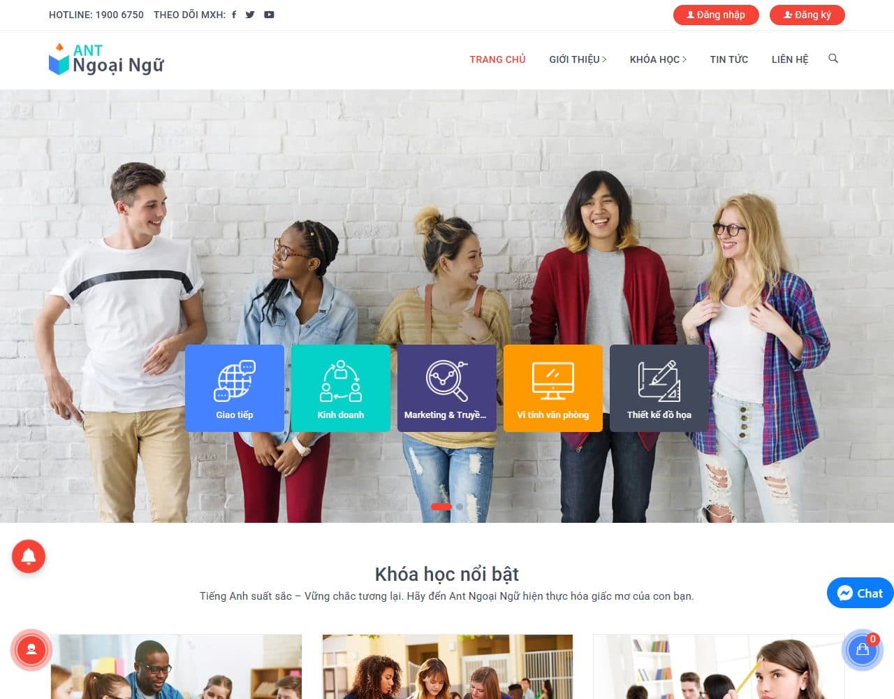 Mẫu website Ant Ngoại Ngữ – Trung tâm ngoại ngữ - Giao diện ngành Giáo dục