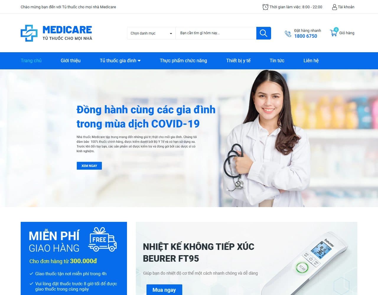 Mẫu website Medicare – Phòng khám - Giao diện ngành Y tế