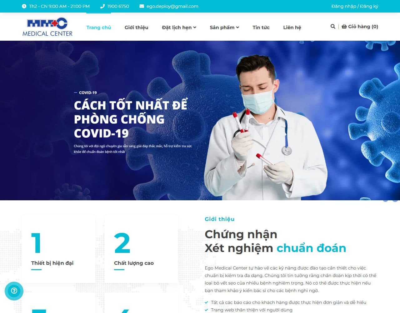 Mẫu website Ego Medical – Chăm sóc sức khỏe - Giao diện ngành Y tế