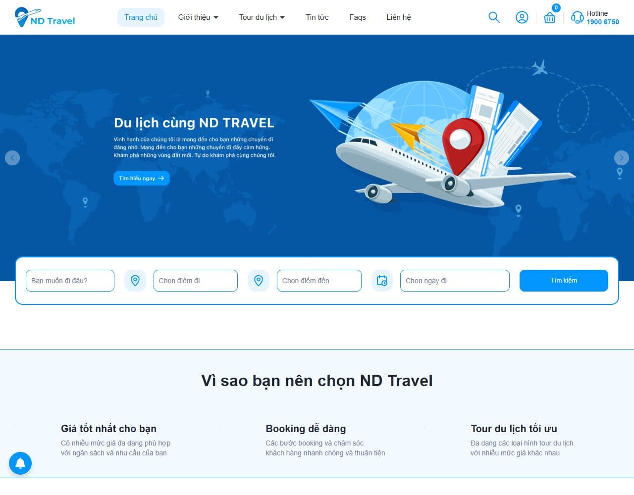 Mẫu website ND Travel – Du lịch Việt Nam - Giao diện ngành Du lịch
