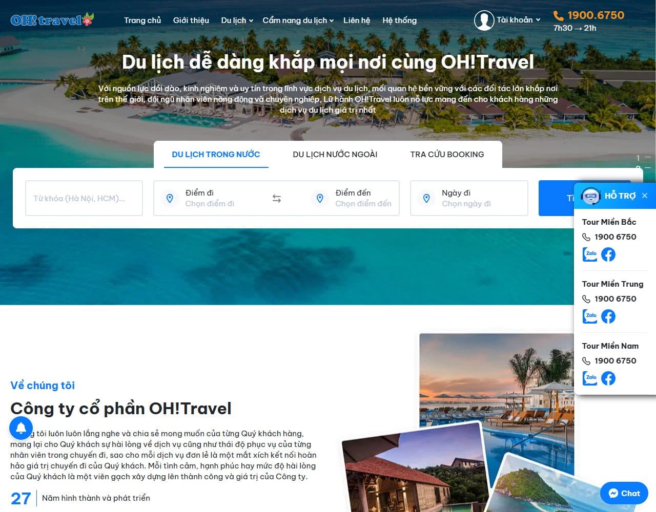 Mẫu website OH Tour – Tour du lịch - Giao diện ngành Du lịch