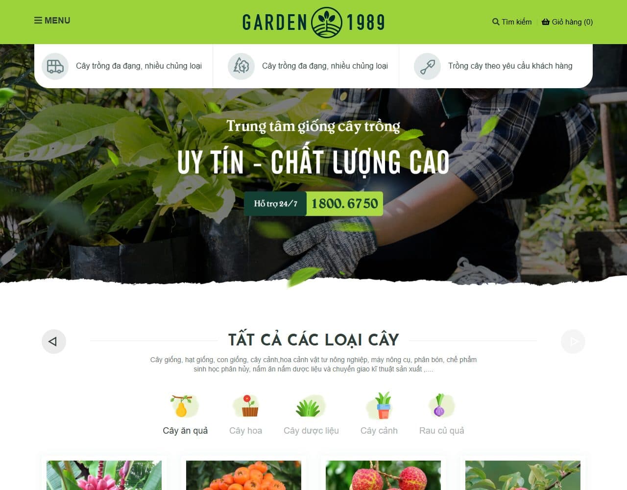 Mẫu website Garden – Cây cảnh và sân vườn - Giao diện ngành Cây cảnh