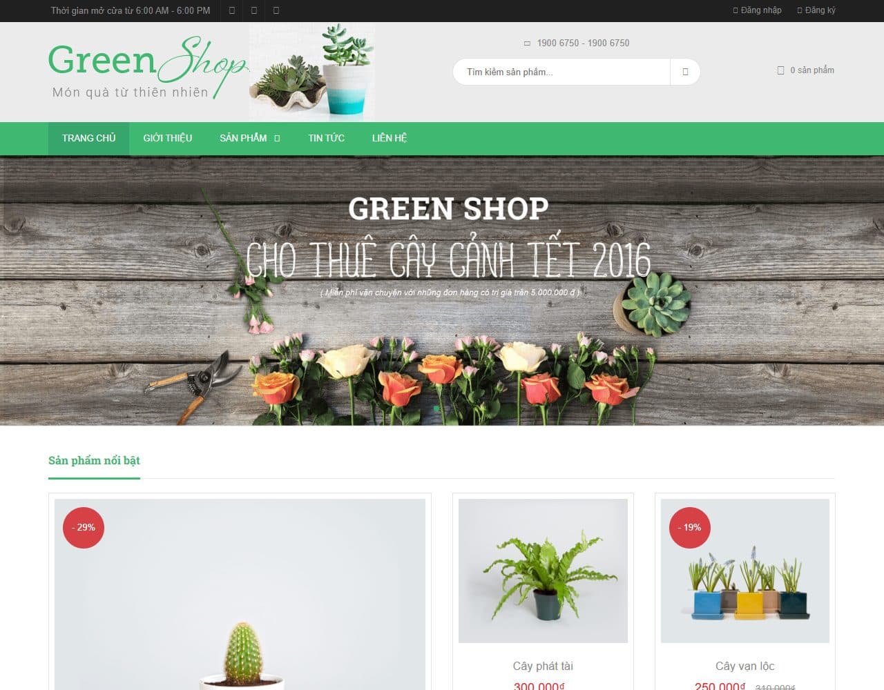 Mẫu website Green Shop – Cửa hàng cây cảnh - Giao diện ngành Cây cảnh
