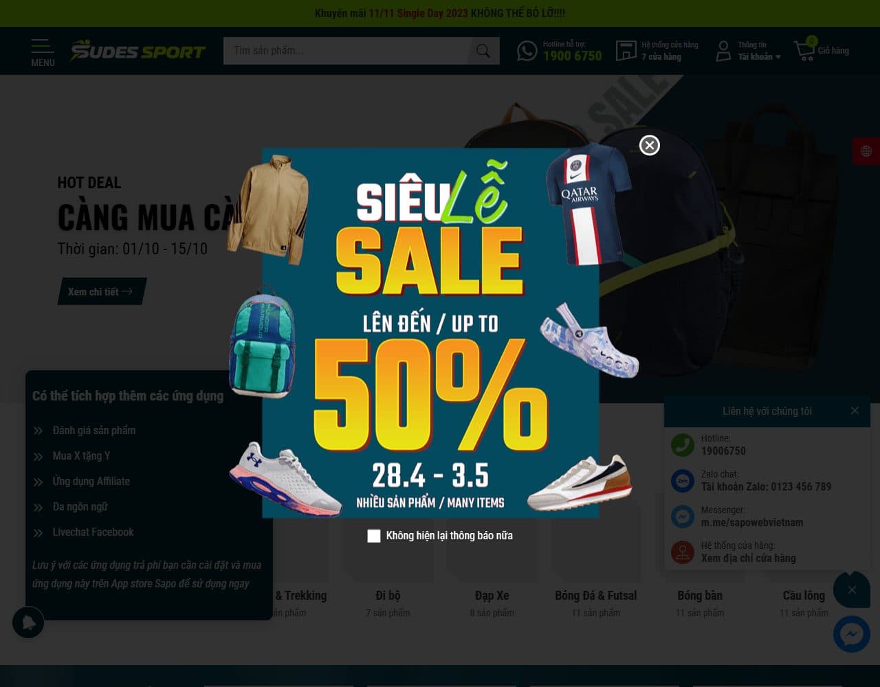 Mẫu website Sudes Sport – Dụng cụ thể thao - Giao diện ngành Sức khỏe & Thể thao