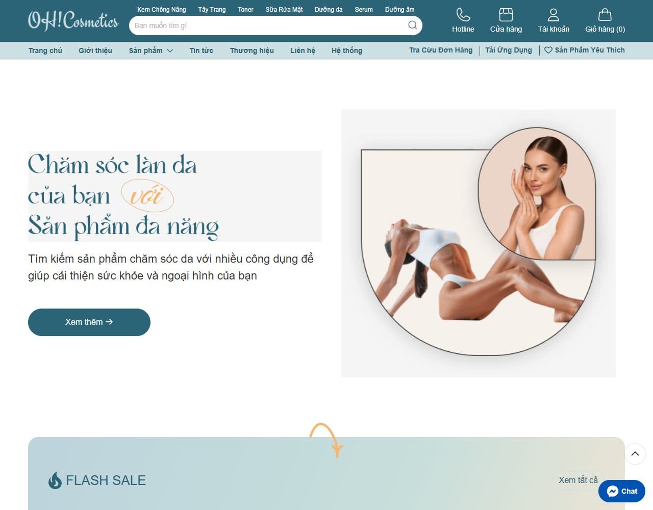 Mẫu website OH Cosmetics – Mỹ phẩm làm đẹp - Giao diện ngành Mỹ phẩm