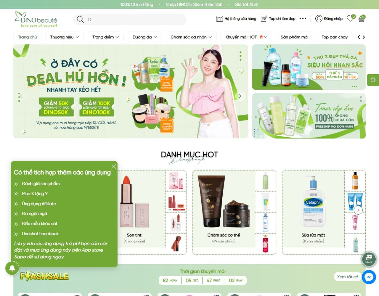 Mẫu website Sudes Beauty – Cửa hàng mỹ phẩm - Giao diện ngành Mỹ phẩm